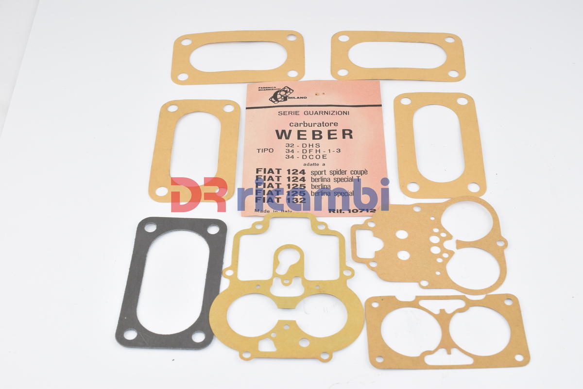 SERIE GUARNIZIONI CARBURATORE  FIAT 124 125 132  WEBER 32 34 DHS DFC  DCOE 10712