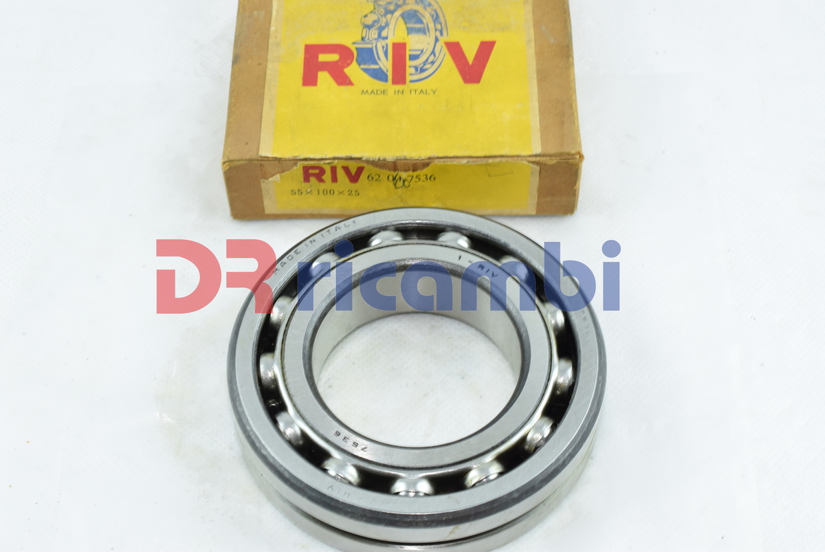 CUSCINETTO RIGIDO A DUE CORONE DI SFERE RIV 62 00 7536  SKF 607536  D. 55x100x25