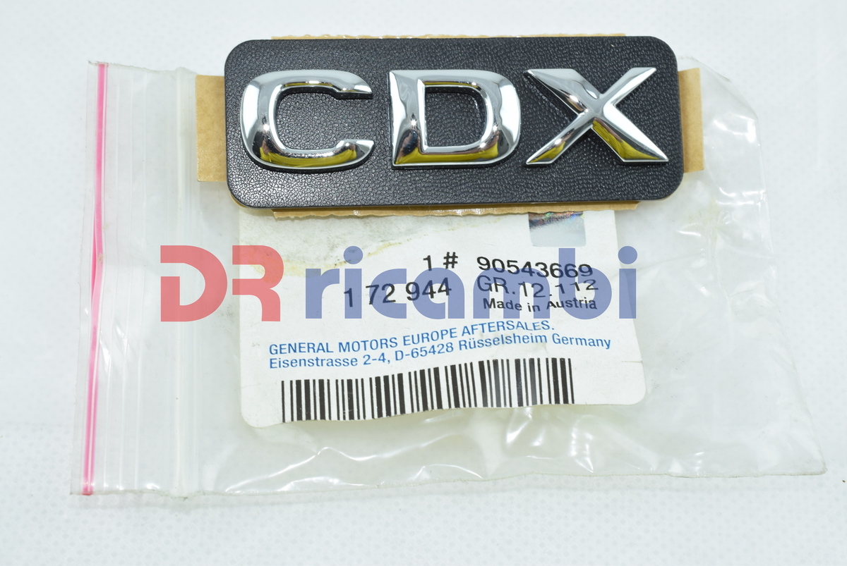 LOGO SCRITTA TARGHETTA STEMMA SIGLA &quot; CDX &quot; PORTA ANTERIORE OPEL 172944 90543669