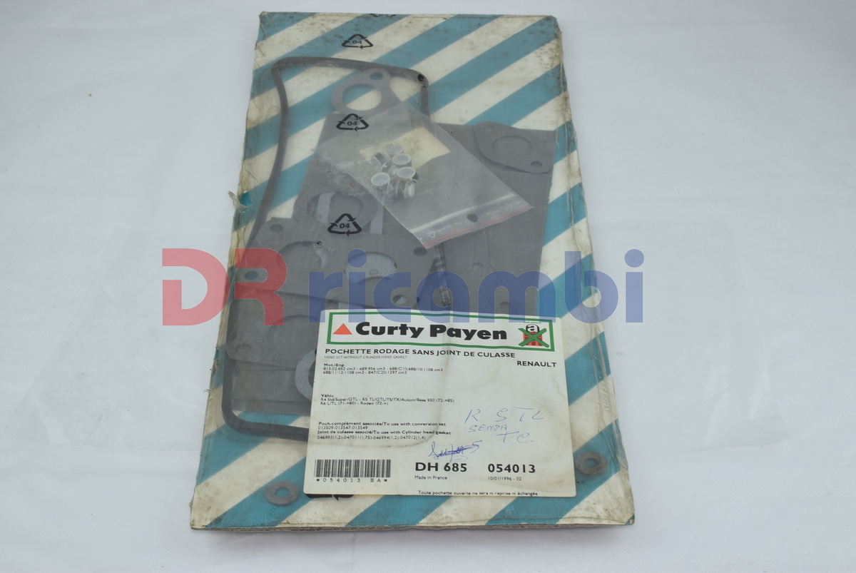 SERIE KIT GUARNIZIONI SMERIGLIO MOTORE RENAULT R4 R5 R6 - PAYEN DH685