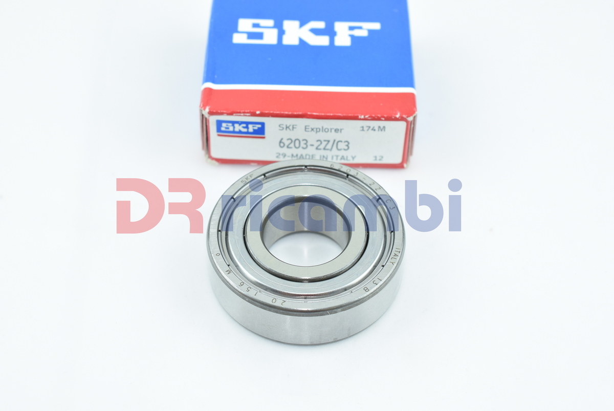 CUSCINETTO A SFERE CHIUSO AMBO I LATI - SKF 6203-2Z/C3  6203-2ZC3 - D. 17x40x12