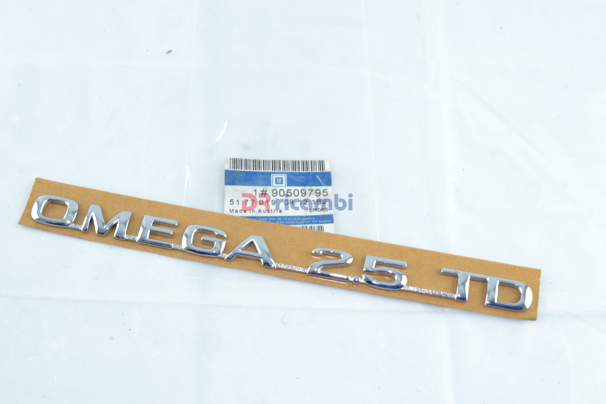 LOGO FREGIO SIGLA SCRITTA &quot; OMEGA 2.5 TD &quot; PARAURTI POST OPEL OMEGA B - 90509795