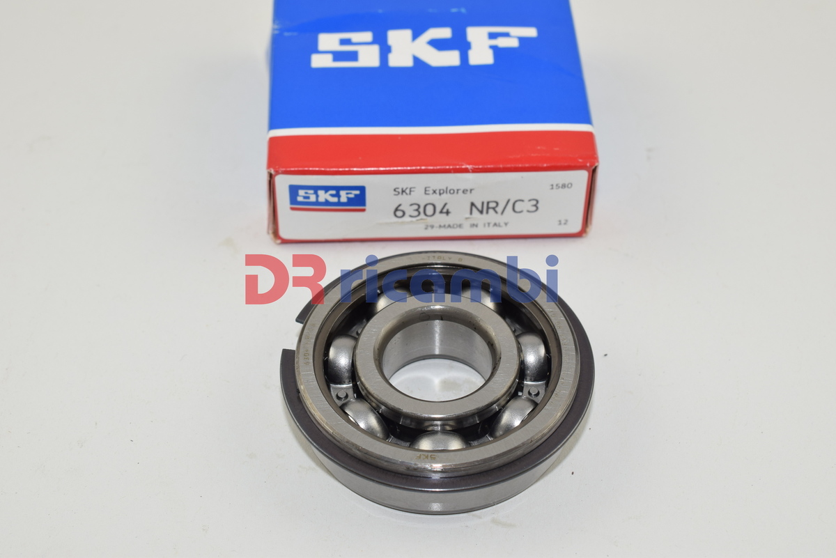 CUSCINETTO A SFERE APERTO CON SEDE PER ANELLO ELASTICO SKF 6304NR/C3  - 20x52x15