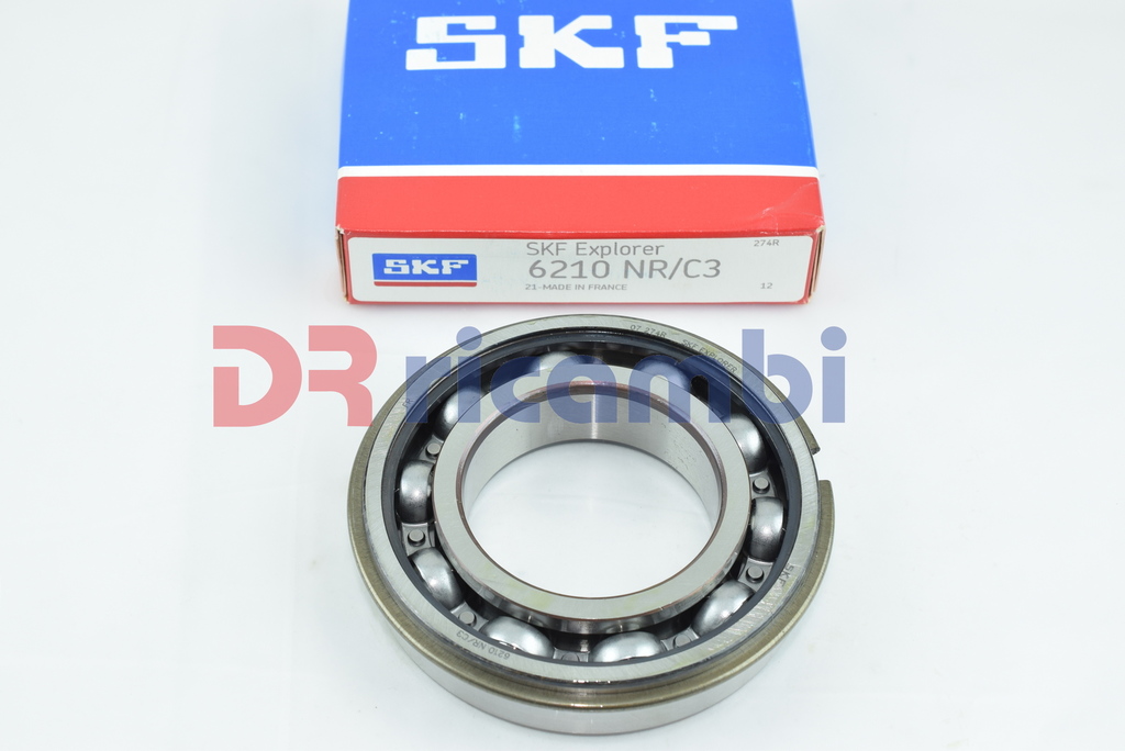 CUSCINETTO RIGIDO A UNA FILA DI SFERE CON ANELLO ELASTICO SKF 6210 NRC3 50x90x20