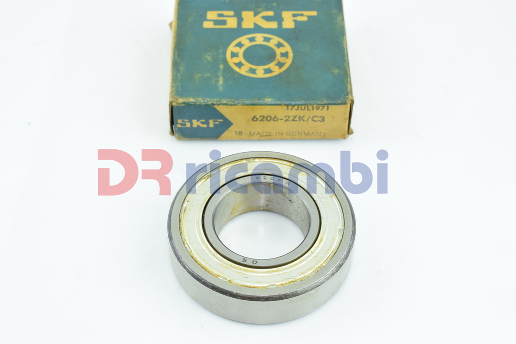 CUSCINETTO A SFERE SCHERMO METALLICO AMBO I LATI FORO CONICO SKF 6206-2ZK/C3 