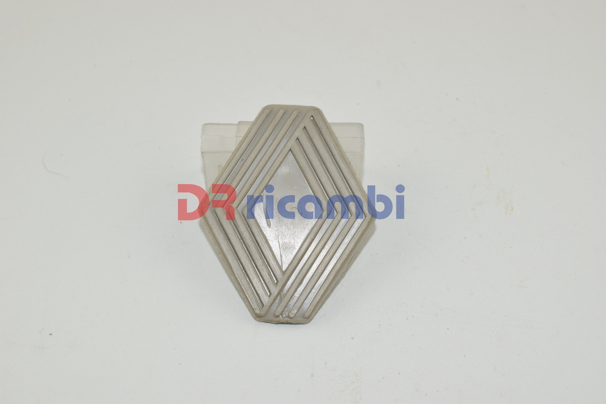 LOGO FREGIO RENAULT D'EPOCA ( 63 mm x 50 mm ) IN PLASTICA GRIGIO DR0367