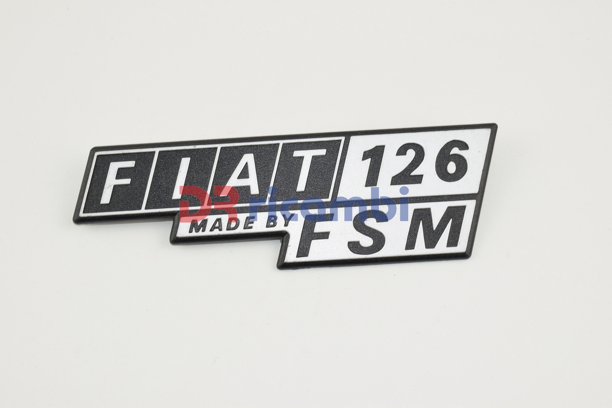 LOGO FREGIO POSTERIORE SIGLA MODELLO &quot; FIAT 126 made by FSM &quot; DR0433