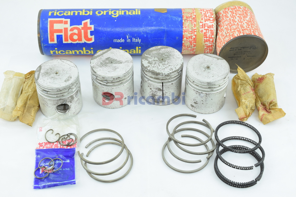 KIT SERIE PISTONI 4 PZ COMPLETI MAGGIORATI FIAT 600 D Ø 60 +0.8 ORIGINALI 900681