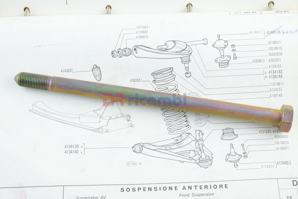 PERNO VITE BRACCIO SOSPENSIONE ANT. FIAT 124 124 SPECIAL 124 SPORT FIAT 4134155