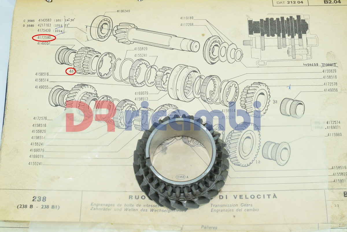 INGRANAGGIO CAMBIO 4° VELOCITÀ  FIAT 238 B-B1-E FIAT 4172580